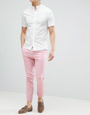 Buy Selected Homme Silver Pink Slim Fit Flat Front Trousers for Men Online   Tata CLiQ Luxury